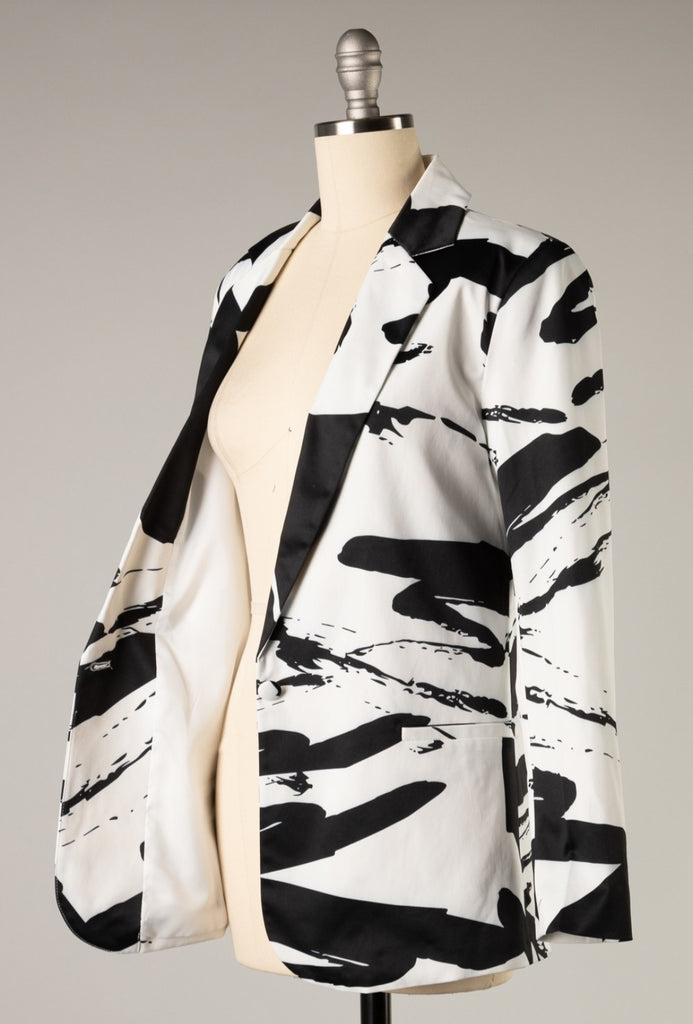 Brushed Stroke Print Suit