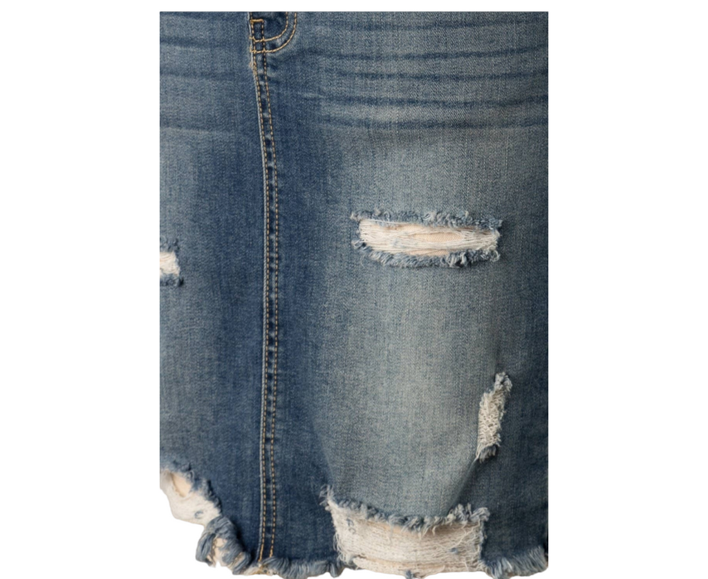 High Waist Washed Denim Skirt